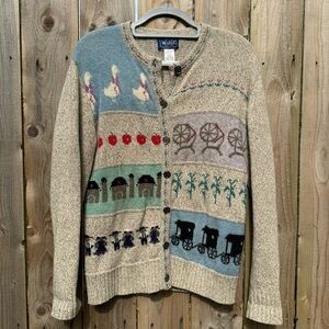 Vintage Woolrich Womens Sweater Cardigan Amish Wool Blend Cottagecore SZ M